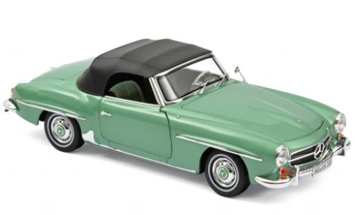 Mercedes 190 1/18 Norev SL (W121 BII) metalico verde 1957 SoftTop couché ein coche miniatura