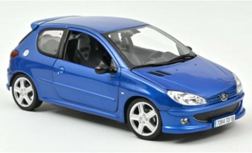 Peugeot 206 1/18 Norev RC metalico azul 2003 coche miniatura