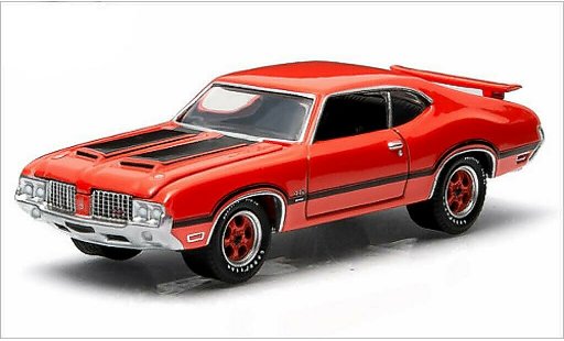 Oldsmobile Cutlass 442 1/64 Greenlight naranja 1972 coche miniatura