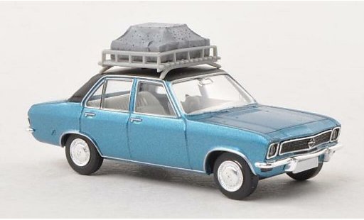 Opel Ascona A Base 1/87 Brekina azul/mate-negro con techogepack coche miniatura