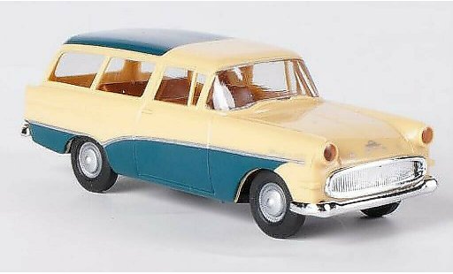 Opel Rekord P1 1/87 Brekina Caravan beige/azul-verde coche miniatura