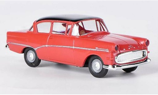 Opel Rekord P1 1/87 Brekina rojo/negro coche miniatura