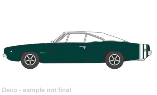 Dodge Charger 1/87 Oxford vert foncé/blanche 1968 coche miniatura