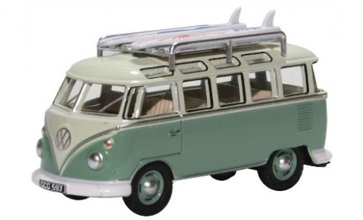 Volkswagen T1 1/76 Oxford Samba verde/verde mit Dachgepäckträger und Surfboards coche miniatura