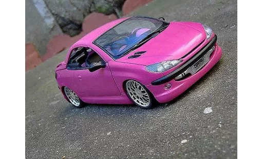 Peugeot 206 CC 1/18 Gate rosa satine jantes bbs coche miniatura