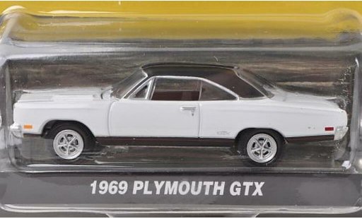 Plymouth GTX 1969 1/64 Greenlight blanco/mate-negro coche miniatura