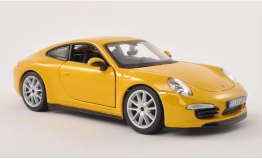 Porsche 911 S 1/24 Burago Carrera amarillo coche miniatura