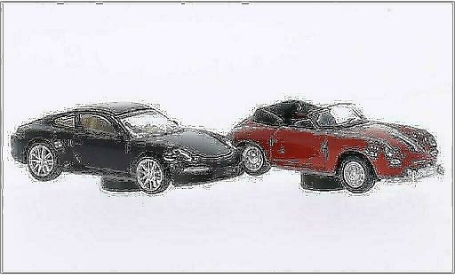 Porsche 911 Cabriolet 1/87 Schuco marron + 356 Descapotable rojo coche miniatura