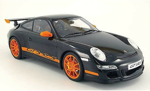 Porsche 911 GT3 1/12 Autoart negro con naranjanen rayas coche miniatura