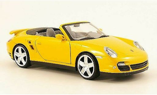 Porsche 911 Turbo 1/24 Motormax Descapotable amarillo coche miniatura