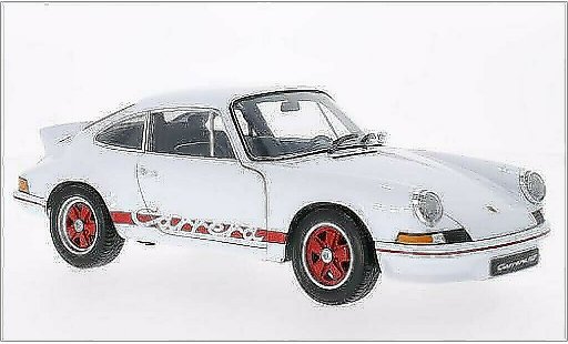 Porsche 911 Carrera 1/18 Welly blanco/rojo 1973 coche miniatura