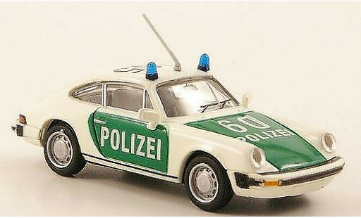 Porsche 911 Base 1/87 Brekina Coupe (G-Reihe) Polic&iacute;a blanco/verde coche miniatura