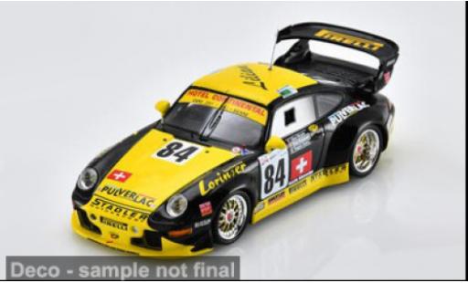 Porsche 996 GT2 1/43 Spark 911 gelb/schwarz 24h Le Mans 1997 #84 E.Calderari/L.Bryner 1:43 coche miniatura