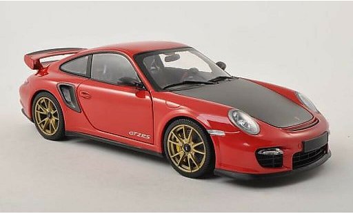 Porsche 911 GT2 1/18 Minichamps rojo/carbon con goldenen Felgen 2011 coche miniatura