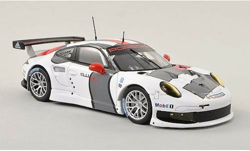 Porsche 911 R 1/43 Spark blanco/rojo/gris Testfahrzeug 2013 coche miniatura