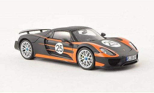 Porsche 918 Weissach Package 1/43 Spark Spyder con blancoach-Paket No.25 matenegro/naranja 2013 coche miniatura