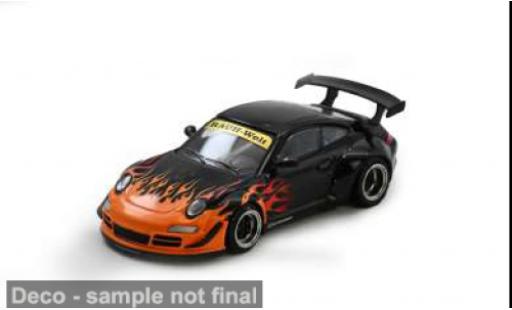 Porsche 997 RWB 1/64 INNO64 schwarz/naranja 1:64 coche miniatura