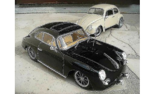 Porsche 356 1961 1/18 Ricko B negro old-school jantes brm coche miniatura