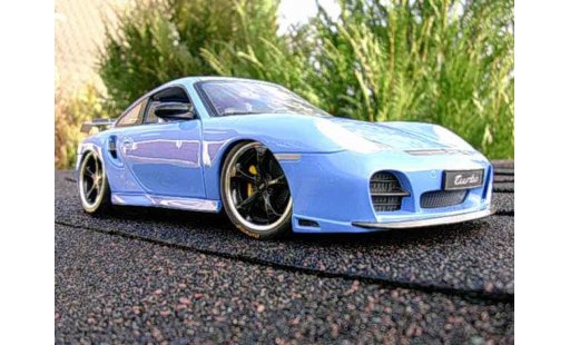 Porsche 911 Turbo 1/18 Hotworks techart azul coche miniatura