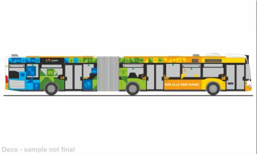 Coche miniatura Mercedes Citaro 1/87 Rietze G 2011 MVG Mainz - Mainz ist bunt 1:87 Mercedes Citaro 1/87 Rietze G 2011 MVG Mainz - Mainz ist bunt 1:87 coche miniatura