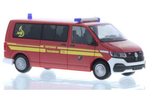 Volkswagen T6 1/87 Rietze .1 Feuerwehr Herbolzheim plus long empattement coche miniatura