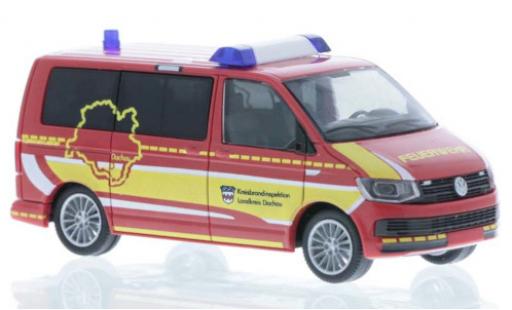 Volkswagen T6 1/87 Rietze Feuerwehr Dachau Kreisbrandinspektion court- empattement coche miniatura