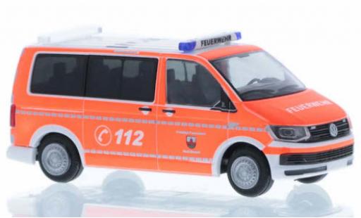 Volkswagen T6 1/87 Rietze Feuerwehr Zirndorf court- empattement coche miniatura