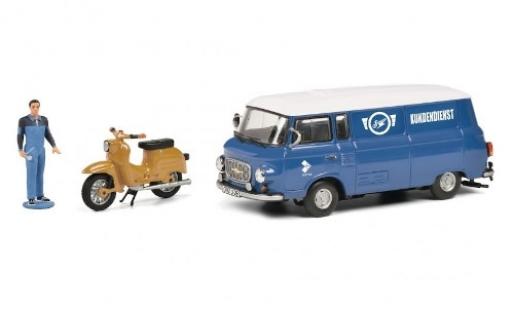 Coche miniatura Barkas B 1000 1/43 Schuco Simson Kundendienst avec figurine et Simson Schwalbe KR51 Barkas B 1000 1/43 Schuco Simson Kundendienst avec figurine et Simson Schwalbe KR51 coche miniatura