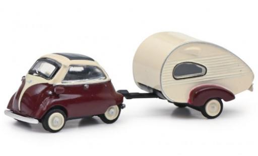 Coche miniatura Bmw Isetta 1/87 Schuco rojo/blanco avec ES-Piccolo-remorque Bmw Isetta 1/87 Schuco rojo/blanco avec ES-Piccolo-remorque coche miniatura