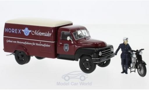 Hanomag L28 1/43 Schuco rojo/beige Horex mit Horex Regina und Fahrerfigur coche miniatura