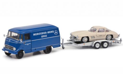 Mercedes L319 1/43 Schuco Benz Service avec Remorque de voiture et 300 SL coche miniatura