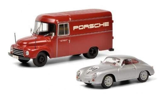 Opel Blitz 1/43 Schuco Kasten Porsche Rennsport avec Porsche 356 Rennfahrzeug coche miniatura