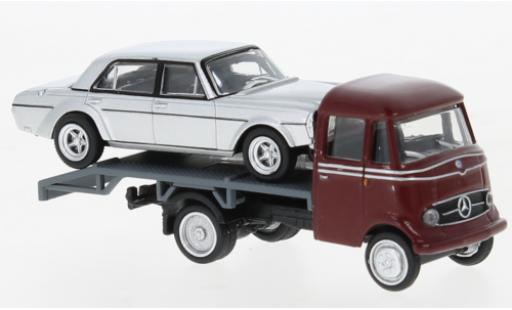 Coche miniatura Mercedes L319 1/87 Schuco camion de transport de voiture rouge foncé Mercedes L319 1/87 Schuco camion de transport de voiture rouge foncé coche miniatura
