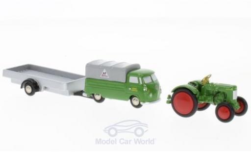 Coche miniatura Volkswagen T1 A 1/90 Schuco verde Fendt Service Pritsche mit Anhänger und Traktor Volkswagen T1 A 1/90 Schuco verde Fendt Service Pritsche mit Anhänger und Traktor coche miniatura