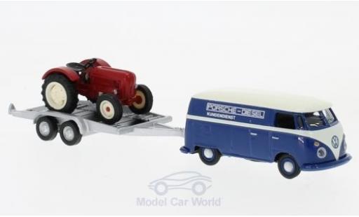 Coche miniatura Volkswagen T1 A 1/87 Schuco c Kastenwagen mit Autoanhänger und Porsche Junior Volkswagen T1 A 1/87 Schuco c Kastenwagen mit Autoanhänger und Porsche Junior coche miniatura