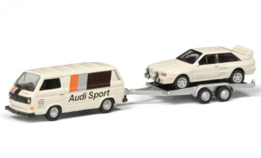 Coche miniatura Volkswagen T3 1/87 Schuco b Kasten Audi Sport avec remorque et Audi quattro Volkswagen T3 1/87 Schuco b Kasten Audi Sport avec remorque et Audi quattro coche miniatura