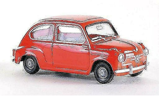 Seat 600 Base 1/87 Wiking rojo-naranja coche miniatura