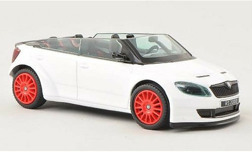 Skoda Fabia Concept Car 1/43 Abrex 2000 blanco con roten Felgen coche miniatura