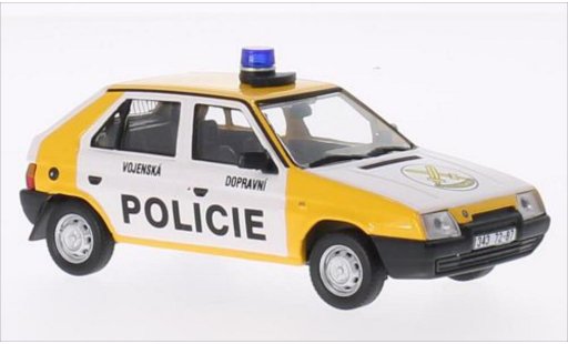 Skoda Favorit Livree Officielle 1/43 Abrex Vojenska Dopravni Policie 1992 blanco/amarillo 1987 coche miniatura