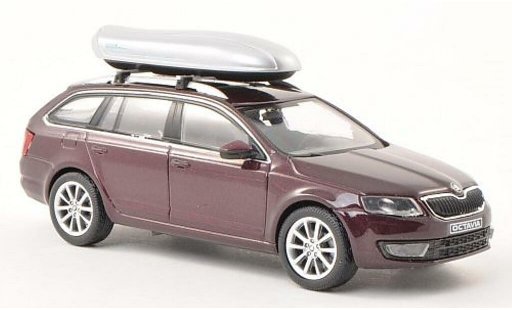 Skoda Octavia Combi 1/43 Abrex III rojo con techobox coche miniatura