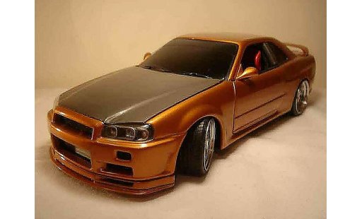 Nissan Skyline R34 1/18 Autoart naranja carbon kit nos coche miniatura