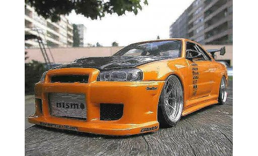 Nissan Skyline R34 1/18 Autoart gt aileron et capot carbone r coche miniatura
