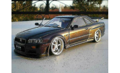 Nissan Skyline R34 1/18 Autoart purple racing jantes 20 pouces coche miniatura