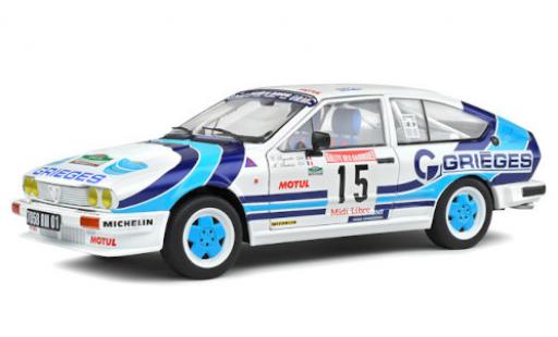 Coche miniatura Alfa Romeo GT 1/18 Solido V6 No.15 Rally des Garrigues 1986 C.Rigollet/M.Bathelot Alfa Romeo GT 1/18 Solido V6 No.15 Rally des Garrigues 1986 C.Rigollet/M.Bathelot coche miniatura