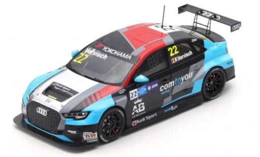 Audi RS3 1/43 Spark LMS No.22 comtoyou Racing WTCR Macau Guia Race 2018 F.Vervisch coche miniatura
