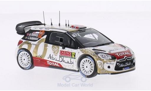 Coche miniatura DS Automobiles DS3 1/43 Spark Citroen WRC No.12 Citroen Total Abu Dhabi WRT Total Rallye Monte-Carlo 2015 M.Ostberg/J.Andersson DS Automobiles DS3 1/43 Spark Citroen WRC No.12 Citroen Total Abu Dhabi WRT Total Rallye Monte-Carlo 2015 M.Ostberg/J.Andersson coche miniatura