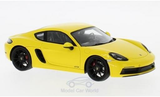 Coche miniatura Porsche Cayman 1/43 Spark 718 GTS amarillo 2018 Porsche Cayman 1/43 Spark 718 GTS amarillo 2018 coche miniatura