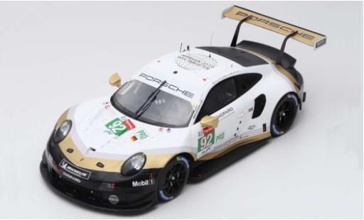 Coche miniatura Porsche 992 RSR 1/12 Spark 911 (991) RSR No.92 GT Team 24h Le Mans 2019 M.Christensen/K.Estre/L.Vanthoor Porsche 992 RSR 1/12 Spark 911 (991) RSR No.92 GT Team 24h Le Mans 2019 M.Christensen/K.Estre/L.Vanthoor coche miniatura