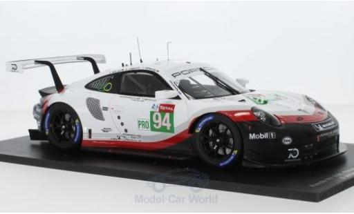 Porsche 991 RSR 1/18 Spark 911 RSR No.94 GT Team 24h Le Mans 2018 R.Dumas/T.Bernhard/S.Müller coche miniatura