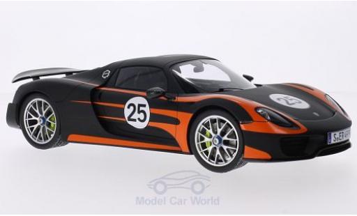 Porsche 918 1/18 Spark Spyder negro/naranja Weissach-Paket coche miniatura